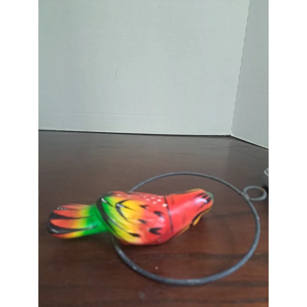 Vintage Mexican Folk Art Pottery Hand Painted Hanging Toucan 5